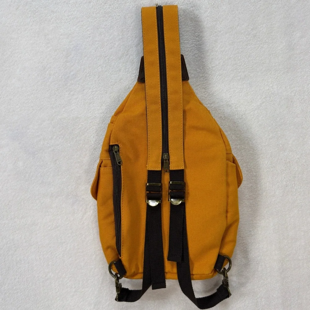 S-ZONE Canvas Sling Bag Unisex OS Mustard Yellow Gorpcore Outdoor Crossbody